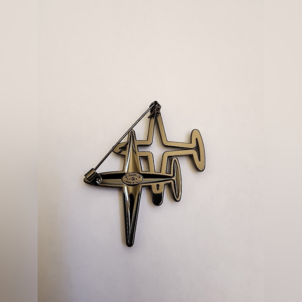 Chanel Silver-toned Airplane Brooch with Rhinestone Embelishments - Picture 3 of 4